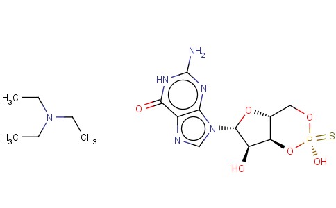 GUANOSINE 3',5'-CYCLIC MONOPHOSPHOROTHIOATE, RP-ISOMER, TRIETHYLAMMONIUM SALT